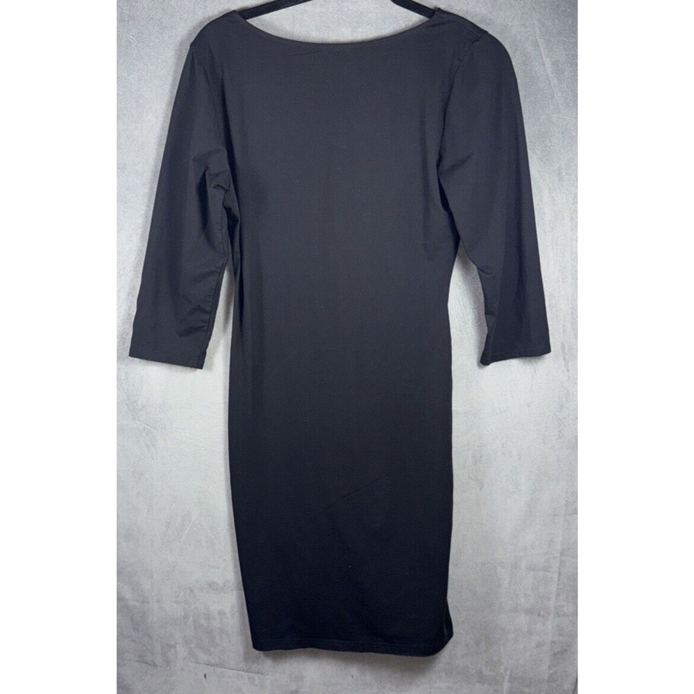 Sundance DRESS Black Faux Wrap Stretchy Modal V-Neck Sz Medium-Closet Staple - Picture 2 of 5